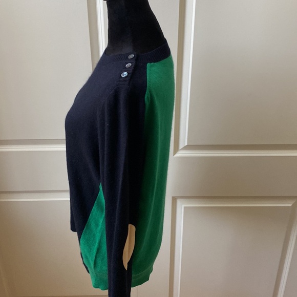 J. Crew Elbow Patch Cashmere Sweater - Size M, Blue and Green - Picture 4 of 7